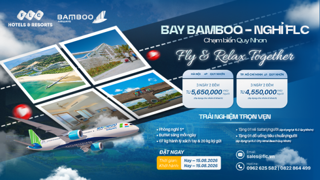 Combo “Bay & Nghỉ”: Khám phá FLC Quy Nhơn cùng Bamboo Airways chỉ từ 4.550.000đ/khách